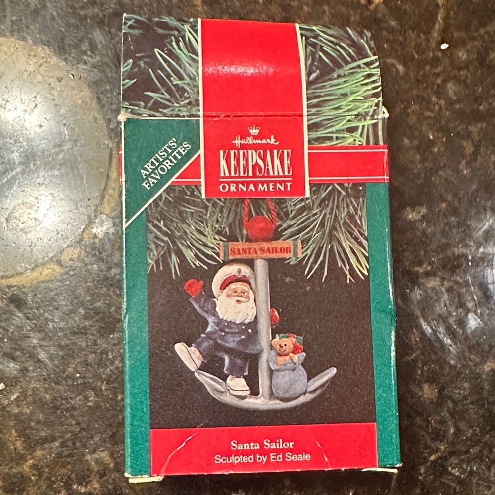 Hallmark Keepsake Santa Sailor Ornament - Red and Blue 1991